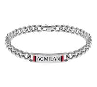 AC Milan BRACCIALE UOMO IN ACCIAIO 316L CON SMALTO, DA UOMO, TAGLIA UNICA, REGOLABILE