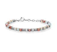 Bracciale Uomo Acciaio - Bracciale Donna Acciaio - Unisex, Anelli Colorati, Lunghezza 18+3 cm - Pietre Rondelle e Dadini Sfaccettati - Nero Turchese Lapislazzuli Occhio di Tigre (Multicolor Africano)