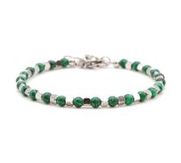 Bracciale Uomo Acciaio - Bracciale Donna Acciaio - Unisex, Sfere Colorate 4 mm, Lunghezza 18+3 cm Con Pietre Nero Turchese Bosco Occhio di Tigre Smeraldo Omi x gavu (Smeraldo)