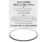 Bracciale Uomo All'Uomo della Mia Vita Argento Sterling 925 Compleanno Idee Regali per lui, Bracciale Fidanzati Tennis oro Idea Regalo Natale - Cofanetto con DEDICA incluso. (Al mio Uomo - 3)
