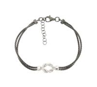 Bracciale uomo argento 925 nero e centrale nodo dell'amore in argento 925 rodiato gioiello da uomo e ragazzo simbolo di unione amicizia