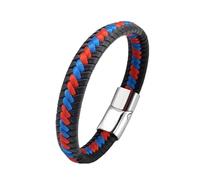 Bracciale Uomo,Braccialetti In Pelle Per Uomo Bracciale In Pelle Intrecciata Semplice Nero Accessori Moda Fibbia Bracciale In Pelle Intrecciato Nero Blu Rosso Gioielli Con Ciondoli Per Donna Uomo Re