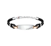 Bracciale Uomo, Collezione Bandy, in Acciaio, Smaltato, Cuoio, PVD Oro Rosa - SZV75, Única, Metalli non preziosi, Nessuna pietra preziosa