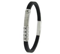 Bracciale uomo con quattro mori bandiera sarda in gomma acciaio con zirconi neri