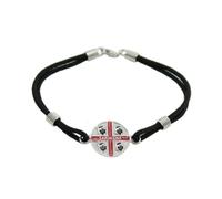 Bracciale uomo cordino nero con centrale bandiera sarda quattro mori in argento