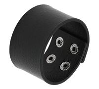 Bracciale Uomo Cuoio,Braccialetto Da Polso Largo In Pelle Semplice E Personalizzato Intrecciato A Mano, Braccialetti Regolabili In Pelle Con Anello Alla Moda, Per Uomo E Donna, Nero