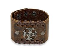 Bracciale Uomo di pelle Marrone Croce Celtica Rotondo