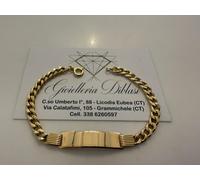BRACCIALE Uomo Donna In ORO GIALLO 18 Karati 750% Maglia Grumetta Con PIASTRINA