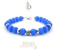 Bracciale uomo donna pietra naturale Occhio Di Falco Azzurro e argento 925 Desja
