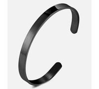 Bracciale Uomo Donna Rigido Acciaio Nero Inossidabile + Incisione Personalizzata