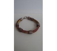 BRACCIALE UOMO DONNA VINTAGE ARGENTO E CUOIO ETNICO SILVER BRACELET UNISEX