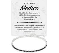 Bracciale Uomo Dottore Argento Sterling 925 Compleanno Idee Regali per lui, Bracciali Medico Tennis oro Idea Regalo Natale - Cofanetto con DEDICA incluso (Medico)