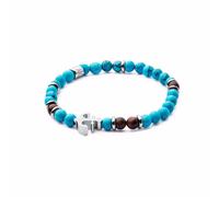 Bracciale Uomo Elastico Pietre Naturali Acciaio Ancora Croce Rosa Venti Sagapo