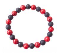 Bracciale Uomo Howlite Rosso e Onice nero Pietre naturali Regalo Milan perle 8mm