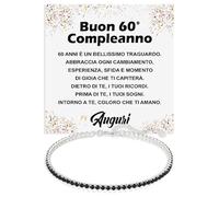 Bracciale Uomo Idea Regalo Compleanno 60 anni Argento Sterling 925 modello Tennis Regalo per lui Festa Evento speciale, Bracciali Compleanni Natale - Cofanetto con DEDICA incluso (60 Anni - M1)
