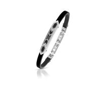 Bracciale Uomo in Acciaio 316L black con caucciù e pietra