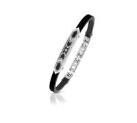 Bracciale Uomo in Acciaio 316L black con caucciù e pietra