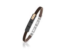 Bracciale Uomo in Acciaio 316L black con finiture rosè caucciù e pietre