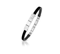 Bracciale Uomo in Acciaio 316L con caucciù e pietre
