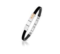 Bracciale Uomo in Acciaio 316L con finitura rosè caucciù e pietre