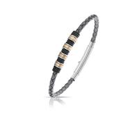 Bracciale Uomo in Acciaio 316L con finiture rosè black e cuoio