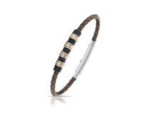 Bracciale Uomo in Acciaio 316L con finiture rosè black e cuoio