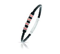 Bracciale Uomo in Acciaio 316L con finiture rosè black e cuoio