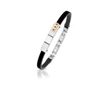 Bracciale Uomo in Acciaio 316L con finiture rosè caucciù e pietre