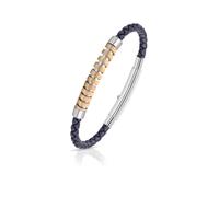 Bracciale Uomo in Acciaio 316L con finiture rosè e cuoio