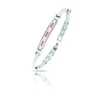 Bracciale Uomo in Acciaio 316L con finiture rosè e rubini carati 0,16