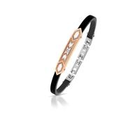 Bracciale Uomo in Acciaio 316L rosè con caucciù e pietra