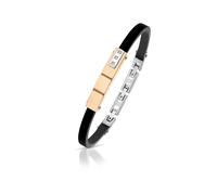 Bracciale Uomo in Acciaio 316L rosè con caucciù e pietre