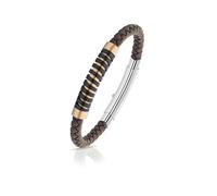 Bracciale Uomo in Acciaio 316L rosè con finiture black e cuoio