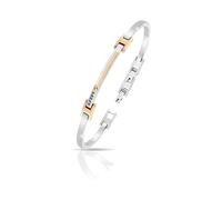 Bracciale Uomo in Acciaio Rigido 316L con finiture rosè e diamanti neri carat...