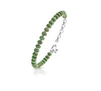 Bracciale Uomo in Argento 925% con turchese verde striato diamante Nero carat...