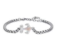 Bracciale Uomo Luca Barra BA1710 In Acciaio Con Ancora E Rosa Dei Venti