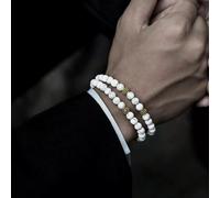 Bracciale uomo marrone oro casual elegante pietre dure ruvide set doppio