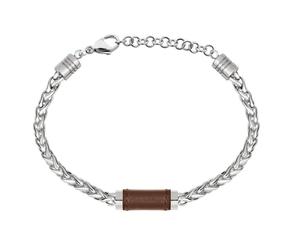 Bracciale Uomo Morellato Moody SAMY01 in Acciaio + Pelle Marrone 22 Cm