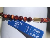 Bracciale Uomo Occhio di Tigre Rosso Acciaio Sagapo Sfere Regolabile SRT17
