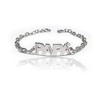 Bracciale Uomo Papà Argento 925 Incisione Nomi Figli Piastrina Maglia Regolabile