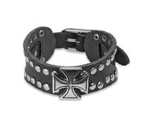 Bracciale Uomo Pelle Nero Croce Celtica