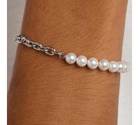 Bracciale Uomo Perle Sagapo Acciaio Catena con Perle Bianche SAT11
