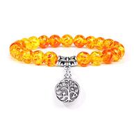 Bracciale Uomo Pietre, 7 Chakra Pietra Naturale Braccialetto Giallo Ambra Perline Amicizia Bracciali Elastici Coppia Argento Albero Della Vita Ciondolo Gioielli Amico Regalo Uomo