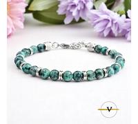 BRACCIALE UOMO PIETRE DURE NATURALI TURCHESE AFRICANO ACCIAIO INOSSIDABILE