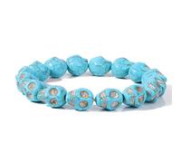 Bracciale Uomo Pietre Naturali, Braccialetto Di Perline Di Teschio Di Pietre Preziose Naturali Braccialetto Di Meditazione Alla Moda Con Teschio Blu, Regali Di Gioielli Da Spiaggia Estivi Dell'Amici