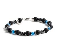 Bracciale uomo pietre naturali onice nero ematite occhio di gatto acciaio | Desj