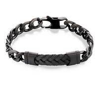 Bracciale Uomo Sagapo Acciaio Catena a Maglia Grumetta Pelle Grigia SKR15