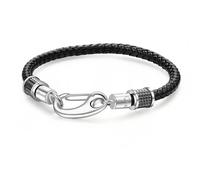BRACCIALE UOMO SAGAPO ACCIAIO PELLE INTRECCIATA NERO ELEGANTE E SPORTIVO SVL11B