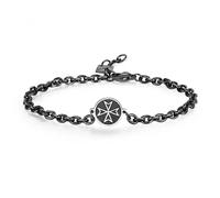 Bracciale Uomo Sagapo STL15 Acciaio Nero Croce 8 Punte Smalto Moderno