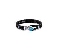 Bracciale Uomo SSC NAPOLI B-NB010ULN Pelle Nero Logo OFFICIAL